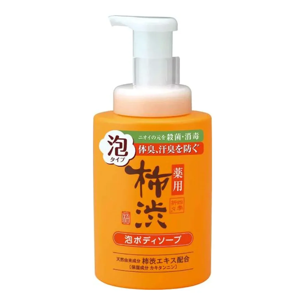 【送料込・まとめ買い×4個セット】熊野油脂 四季折々 薬用 柿渋 泡ボディソープ 本体 500ml