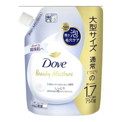 【送料込・まとめ買い×4個セット】ユニリーバ ダヴ ビューティーモイスチャー 泡ボディウォッシュ しっとり つめかえ用 750g