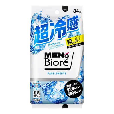 【送料込・まとめ買い×8個セット】花王 メンズビオレ フェイスシート クールタイプ クールオーシャンの香り 34枚入