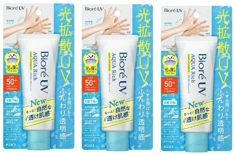 【×3本セット送料込】花王 ビオレ UV アクアリッチ ライトアップエッセンス 70g 紫外線カット&透明感アップ 日焼け止め ウォータープルーフ(4901301447654)