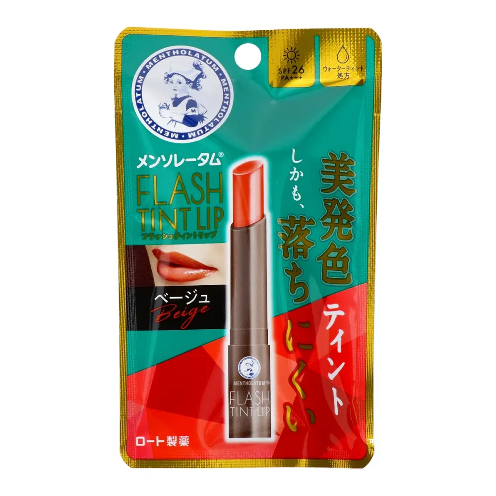 【送料込・まとめ買い×8個セット】ロート製薬 メンソレータム フラッシュティント リップ ベージュ 2g 色つきリップクリーム