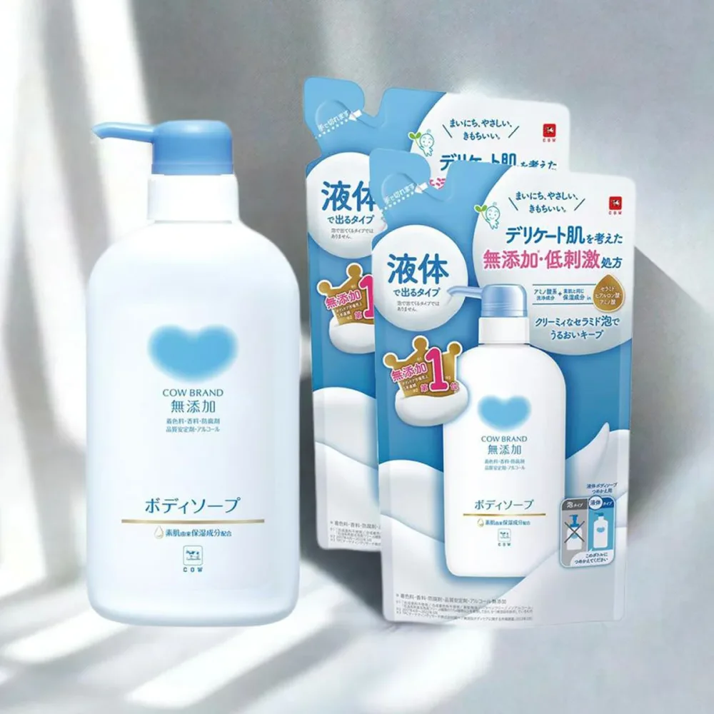 【送料込】【本体・詰替えセット】牛乳石鹸共進社 カウブランド 無添加 ボディソープ 本体 液体タイプ 500ml + 詰替用 液体タイプ 380ml ×2個