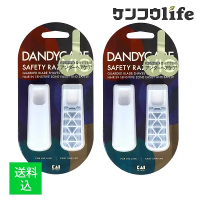【×2個 メール便送料込】貝印 000GA0079 DANDYCARE SAFETY RAZOR 2本入 アンダーヘアケア 男性のデリケートゾーンへの使用に特化したカミソリ アンダーヘアケア 剃刀 かみそり カミソリ (4901331003110 )