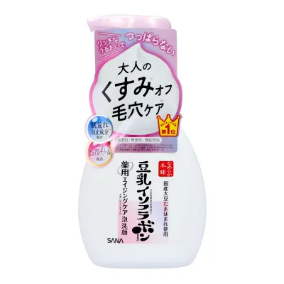 【送料込・まとめ買い×4個セット】常盤薬品 SANA サナ なめらか本舗 豆乳イソフラボン 薬用 リンクル 泡洗顔 ホワイト 200ml 本体
