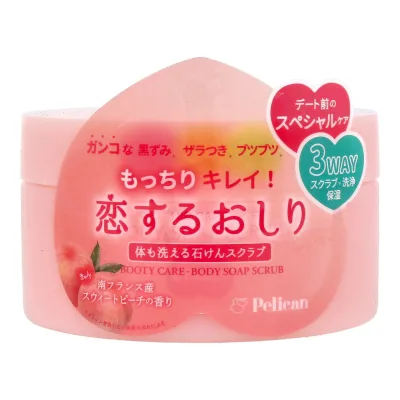 【送料込・まとめ買い×6個セット】ペリカン石鹸 恋するおしり 石けんスクラブ スウィートピーチの香り 180g ボディスクラブ
