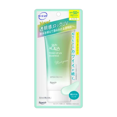 【送料込・まとめ買い×36個セット】ロート製薬 スキンアクア トーン アップ UV エッセンス 晴れやかミント 70g SPF50+ PA++++ 日焼け止め