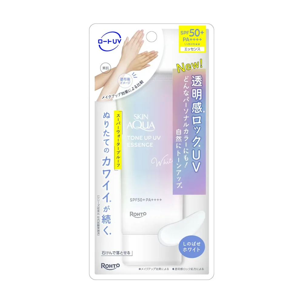 【送料込・まとめ買い×36個セット】ロート製薬 スキンアクア トーン アップ UV エッセンス しのばせホワイト 70g SPF50+ PA++++ 日焼け止め
