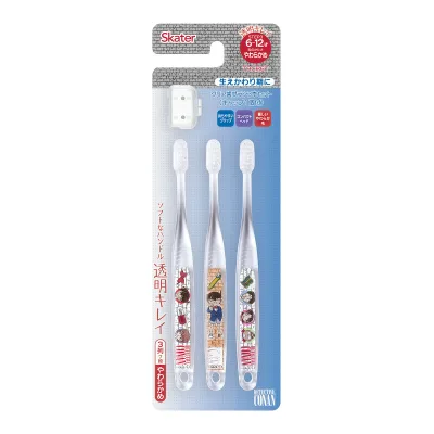 【送料込・まとめ買い×12個セット】クリア歯ブラシ 3本セット やわらかめ 名探偵コナン TBCR6T 子供用 スケーター