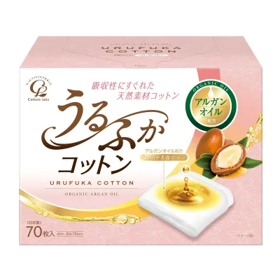 【送料込・まとめ買い×8個セット】うるふかコットン パフ アルガンオイル配合 70枚入 コットン・ラボ