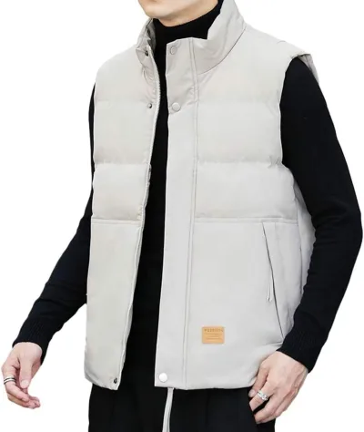 【20%OFFクーポン付き】冬 メンズ ダウンベスト スタンドカラー ジップアップ 袖なし ポケット付き 中綿ベスト 防寒ベスト あたたかい 綿 秋冬 大きいサイズ ゆったり 着痩せ アウター 英字柄 おしゃれ 韓国 釣り アウ
