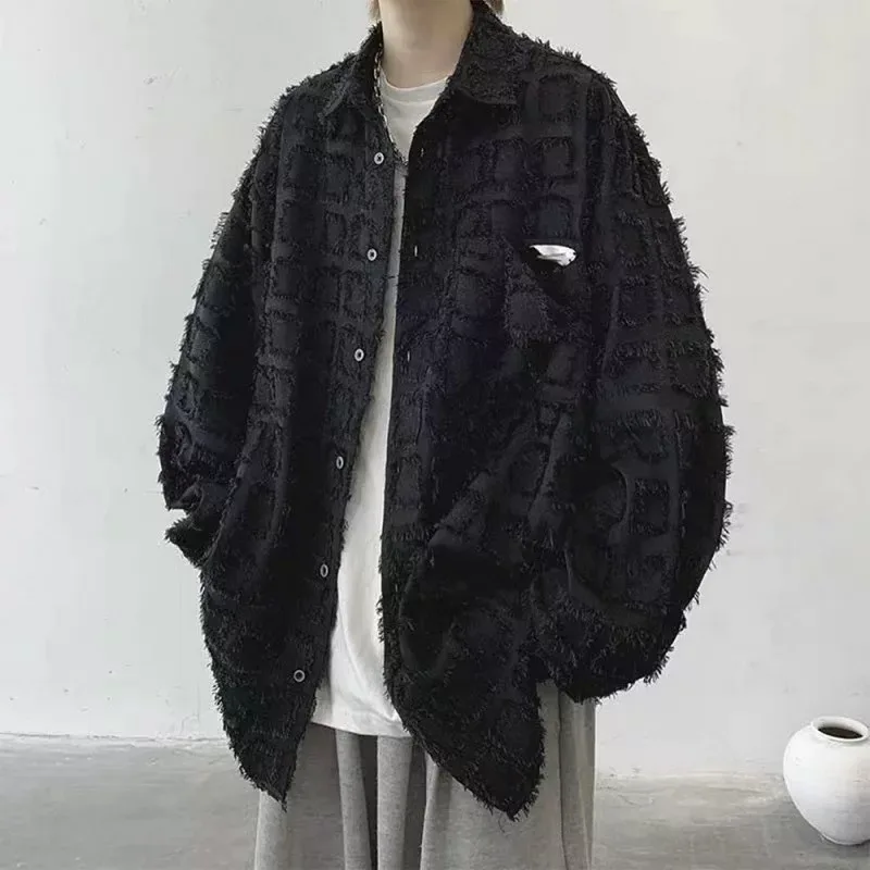 【20%OFFクーポン付き】ネルシャツ メンズ 長袖 チェック柄 フリンジ加工 ダメージ シャツ ゆったり オーバーサイズ 秋 冬 春 カジュアル ストリート ヒップホップ トップス 大きいサイズ おしゃれ シャツジャケット 羽