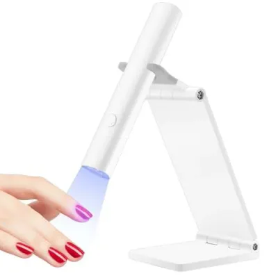 CGBE UV ネイルライト 、3W ペン型 ジェルネイルライトスタンド付き 、UV LEDライト ネイル レジン用 ライトプロ用 ミニ硬化ライト 全ジェル対応 2階段タイマー 充電式手足両用(白)