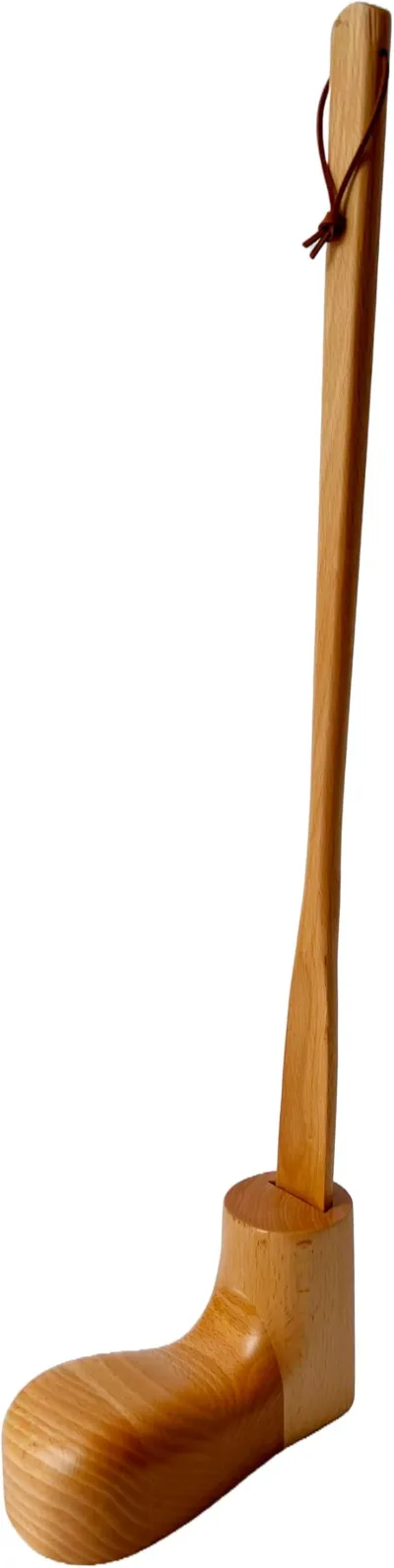 ノア 靴べら ロング ブーツ型スタンド おしゃれ 木製 60cm (ベージュ)