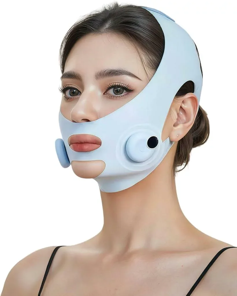 美顔器 EMSフェイスベルト EMS小顔ベルト 充電式・肌感覚設計・2WAY仕様 美容家電 小顔ケア 男女兼用 ブルー (ブルー)
