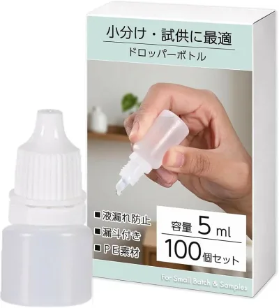 ドロッパーボトル 詰め替え 液体 小分け スポイト 点眼 容器 プラスチック 漏斗付き (クリア, 5ml 100個)