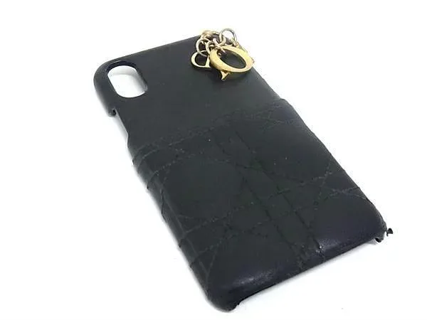 ChristianDior クリスチャンディオール レディディオール カナージュ レザー iPhone X/XS 対応 アイフォンケース ブラック系 DF9891