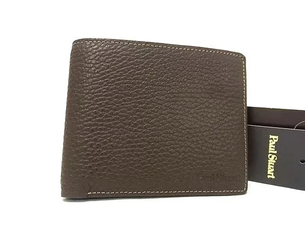 ■新品■未使用■ Paul Stuart ポールスチュアート レザー 二つ折り 財布 ウォレット 小銭入れ 札入れ ブラウン系 BS1880