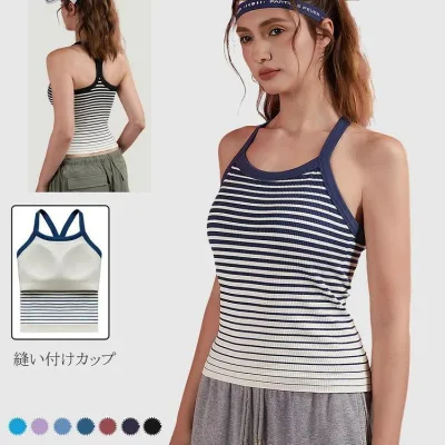 キャミソール 縫い付けカップ スポーツウェア トップス 袖なし 加圧 レディース ヨガ ランニング フィットネスウェア 吸汗速乾