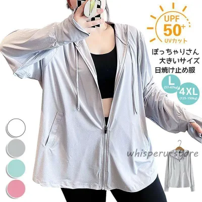 パーカー ぽっちゃりさん 大きいサイズ 接触冷感 日焼け止め服 UVカット レディース ラッシュガード トップス