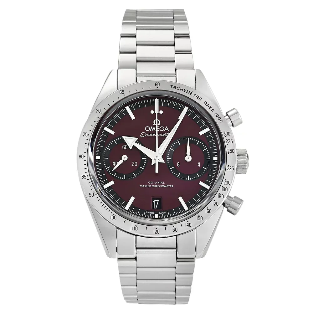 オメガ OMEGA スピードマスター '57 コーアクシャル マスター クロノメーター クロノグラフ 40.5MM 332.10.41.51.11.001 レッド文字盤 新品 腕時計 メンズ