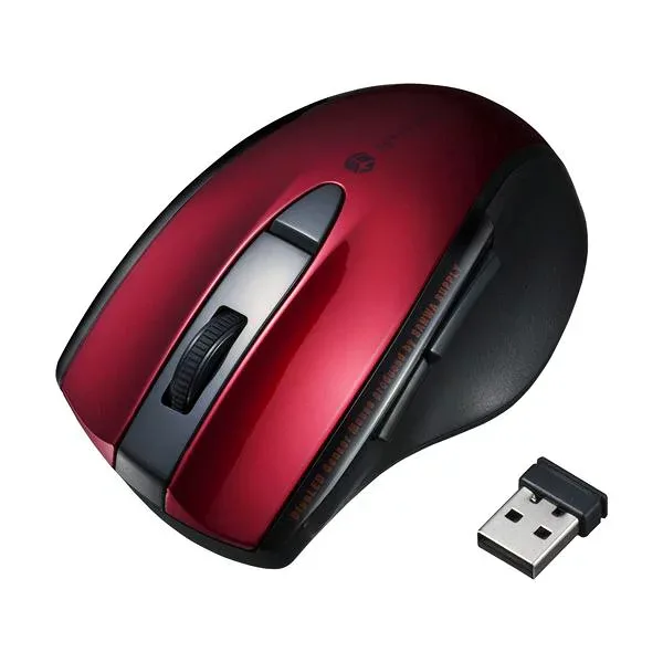 静音ワイヤレスブルーLEDマウス(5ボタン) レッド MA-WBL166R 1個 赤 青 5つのボタンを持つワイヤレスマウス 静かで快適な操作を実現 ブルーLEDライトが光るスタイリッシュなデザイン 静音機能付きで周囲を気にせずに使用可能 集中力を高める革新的なマウス 赤 青