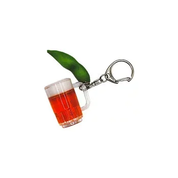 手づくり食品サンプル キーホルダー 枝豆+ビール SSK1193