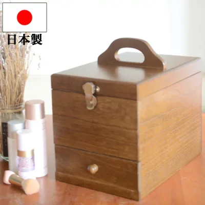 『 木製コスメボックス 』メイクボックス 大容量 鏡付き ミラー付き 引き出し 木製 ウッド 置き型 持ち運び ドレッサー コスメ収納 化粧品収納 コスメケース 化粧品 コスメ メイク用品 収納 鏡台 おしゃれ 高級感 日本製 国産 母の日 誕生日 プレゼント おすすめ 人気 )