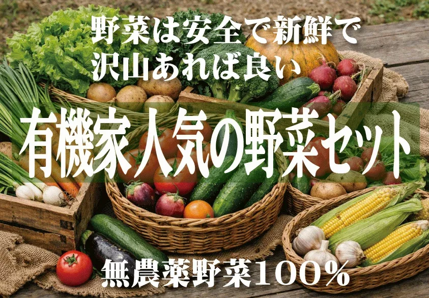 無農薬100%・旬の新鮮野菜セット(約7品目:季節の無農薬野菜を厳選します。)(送料無料・月、水、金曜日発送)★有機家の長年の人気野菜セット★卵同梱セットや牛乳同梱セットも有ります。
