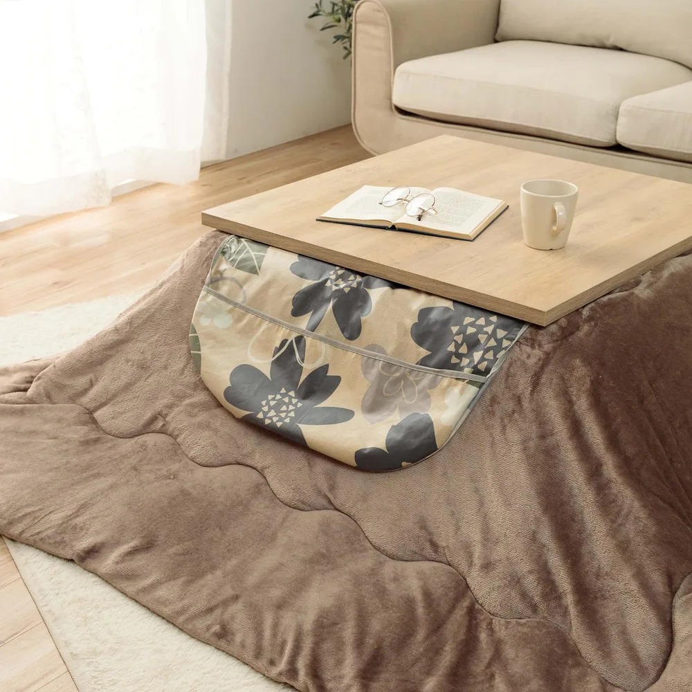 イケヒコ こたつ 上掛け ふとん 正方形 単品 マーリキャッチ 約60×60cm 汚れ防止 ポケット 水をはじく 簡単 中国製 洗える 北欧調 カジュアル