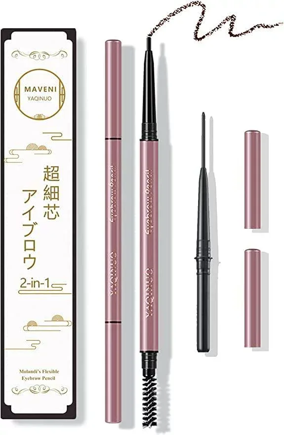 マベニ(Maveni) 超細芯 アイブロウペンシル 極細 ブラシ付き 落ちにくアイブロウ 【同色ペルシ付属 詰め替え用】水・汗・皮脂に強い (3#-コーヒーブラウン)