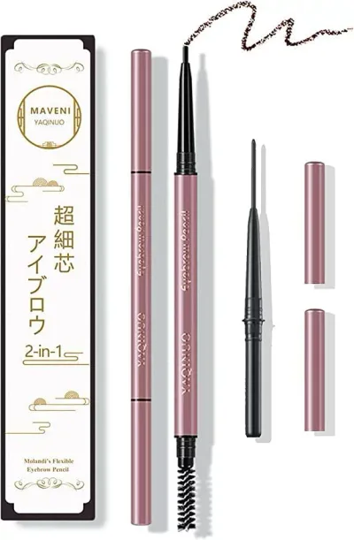 マベニ(Maveni) 超細芯 アイブロウペンシル 極細 ブラシ付き 落ちにくアイブロウ 【同色ペルシ付属 詰め替え用】水・汗・皮脂に強い (3#-コーヒーブラウン)