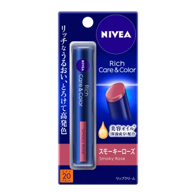 ニベア リッチケア&カラーリップ スモーキーローズ 無香料 2g 花王
