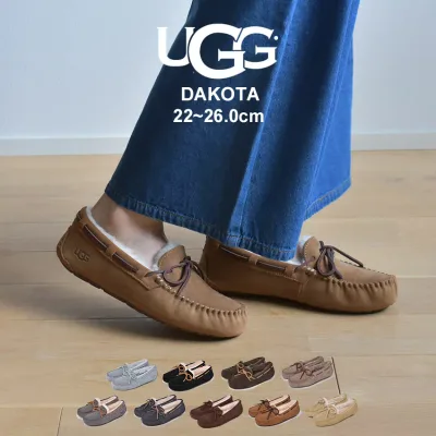 アグ ダコタ UGG モカシン レディース ブラック 黒 ブラウン 茶 DAKOTA 1107949 ファー フラット シューズ ぺたんこ リボン ボア ムートン もこもこ あったか 防寒 保温 スエード カジュアル おしゃれ ブランド 売れ筋 プレゼント ギフト|slz|