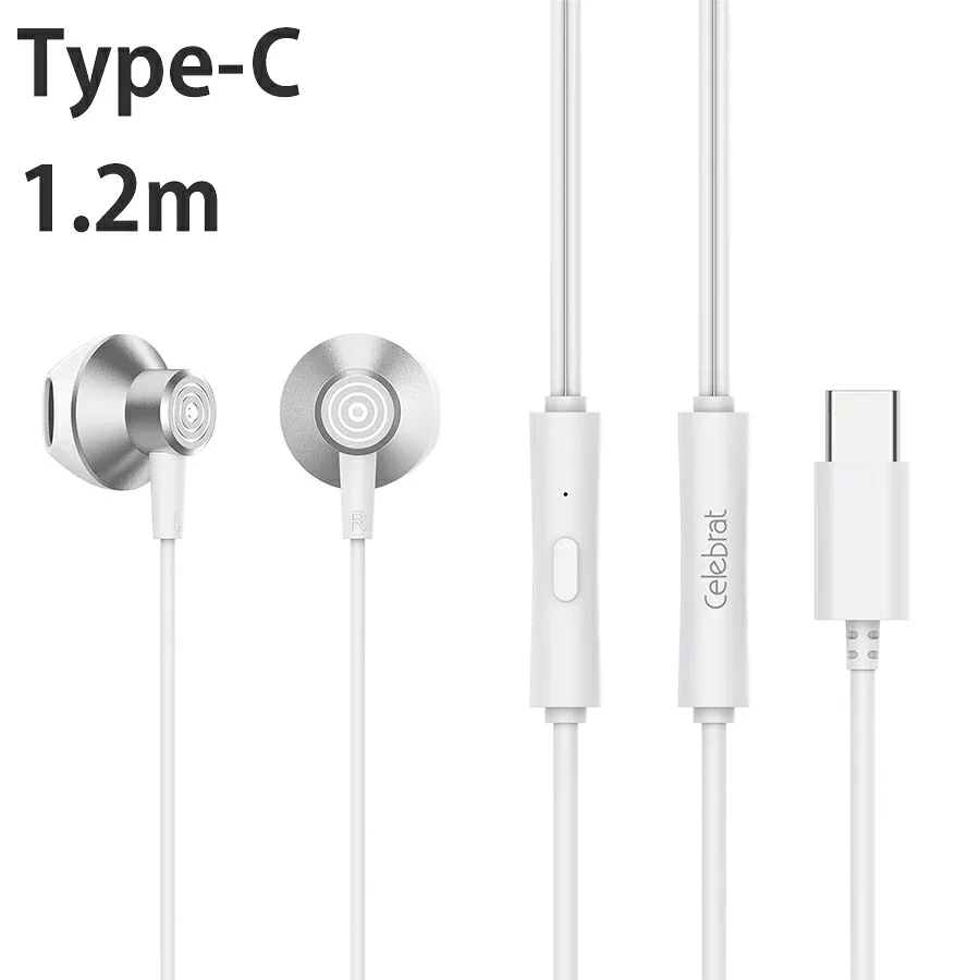 有線イヤホン Type-C タイプC インナーイヤー型 1.2m マイク付き 通話対応 ホワイト ear-51280