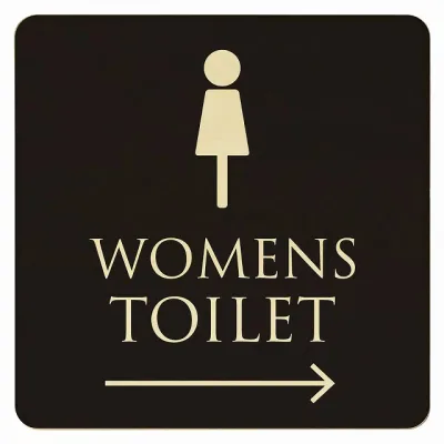 27x27cm トイレ 御手洗 TOILET トイレマーク ブラック ナチュラル WOMENS 右 ピクトサイン 木製ドアサイン ドアプレート インテリア 施設 案内