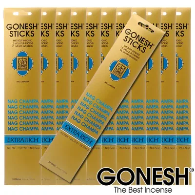 GONESH ガーネッシュ ナグチャンパ お香 スティック 12パックセット 計240本 業務用 雑貨 アロマ Nag Champa 【ガネッシュ GONESH】