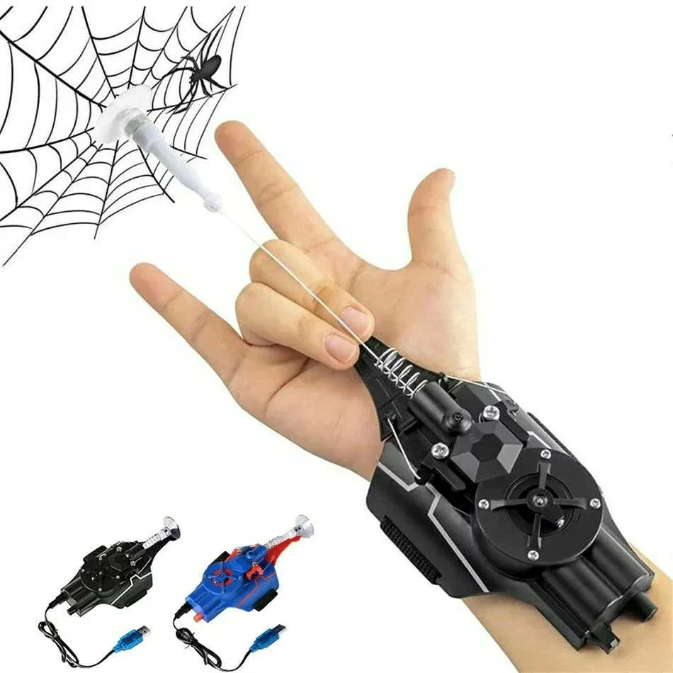 Shootersスパイダーマン吐糸送信機蜘蛛糸吐糸手袋子供男の子ブラックテクノ Web USB充電式 ワイヤーランチャー ロープランチャー