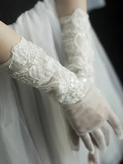 撮影道具 披露宴 パーティー手袋 小物 ウエディング 透け感 ロング グローブ 挙式 レース glove wedding ロング 可愛い 二次会
