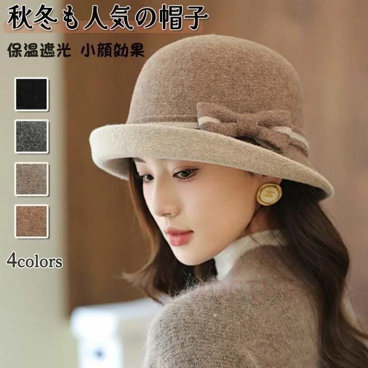 レディース 帽子 秋冬 バケットハット 小顔効果 ハット リボン付きフィッシャーマンハット 防寒対策 おしゃれ 快適 カジュアル 秋冬 防風 つば部分 遮光