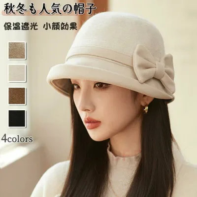 レディース 帽子 秋冬 バケットハット 小顔効果 ハット リボン付きフィッシャーマンハット 防寒対策 おしゃれ カジュアル 秋冬 防風 つば部分 遮光 柔らかい