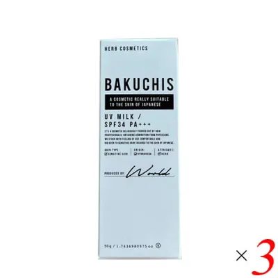 【ポイント最大8倍!】10/18(日)限定!BAKUCHIS バクチス UVクリーム 50g 3個セット SPF34 PA+++ クリーム 敏感肌 顔 送料無料