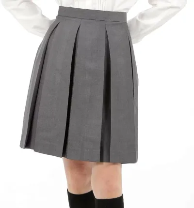ボックス プリーツスカート 学生 制服 箱ヒダ スクール 女子高生 e456 S 灰色 48cm (灰色 48cm, S)