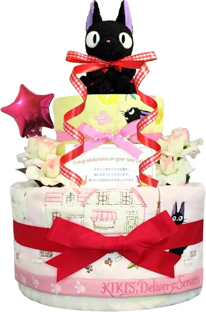 おむつケーキ 女の子 出産祝い 赤ちゃん 誕生日 ベビーシャワー ギフト 2段 Sサイズ (ピンク, ご出産祝い・新生児用にオススメおむつサイズS)