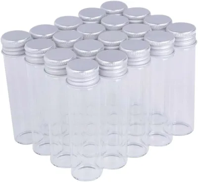 小瓶 ガラス瓶 ミニボトル 小物 保存 容器 保管 小分け 20ml シルバー (シルバー, 20ml シルバー)