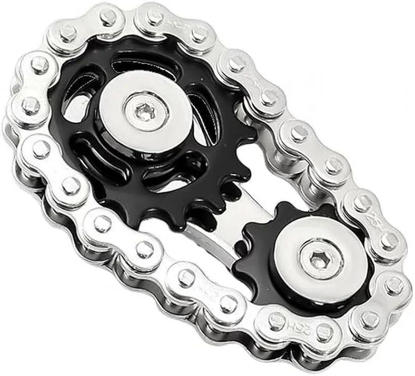 ハンドスピナー フィンガースピナー fidget Spinner バイクチェーンスピナー フィンガーギア 指先 健康 回転おもちゃ よく回る (ブラック)